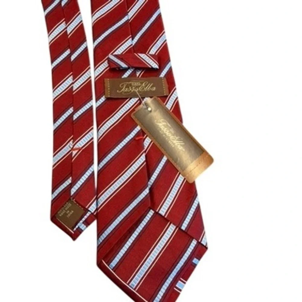 NWT!Tasso Elba Mens Red Portland Stripe Silk Necktie TF0506FX Lawyer Office